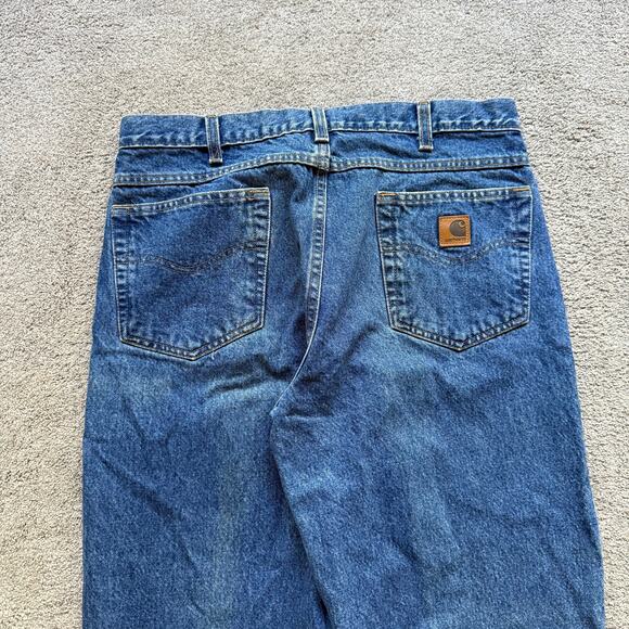 Carhartt Jeans Mens 35x32 Blue Denim Relaxed Fit Cotton Workwear B160 DST - Picture 3 of 8